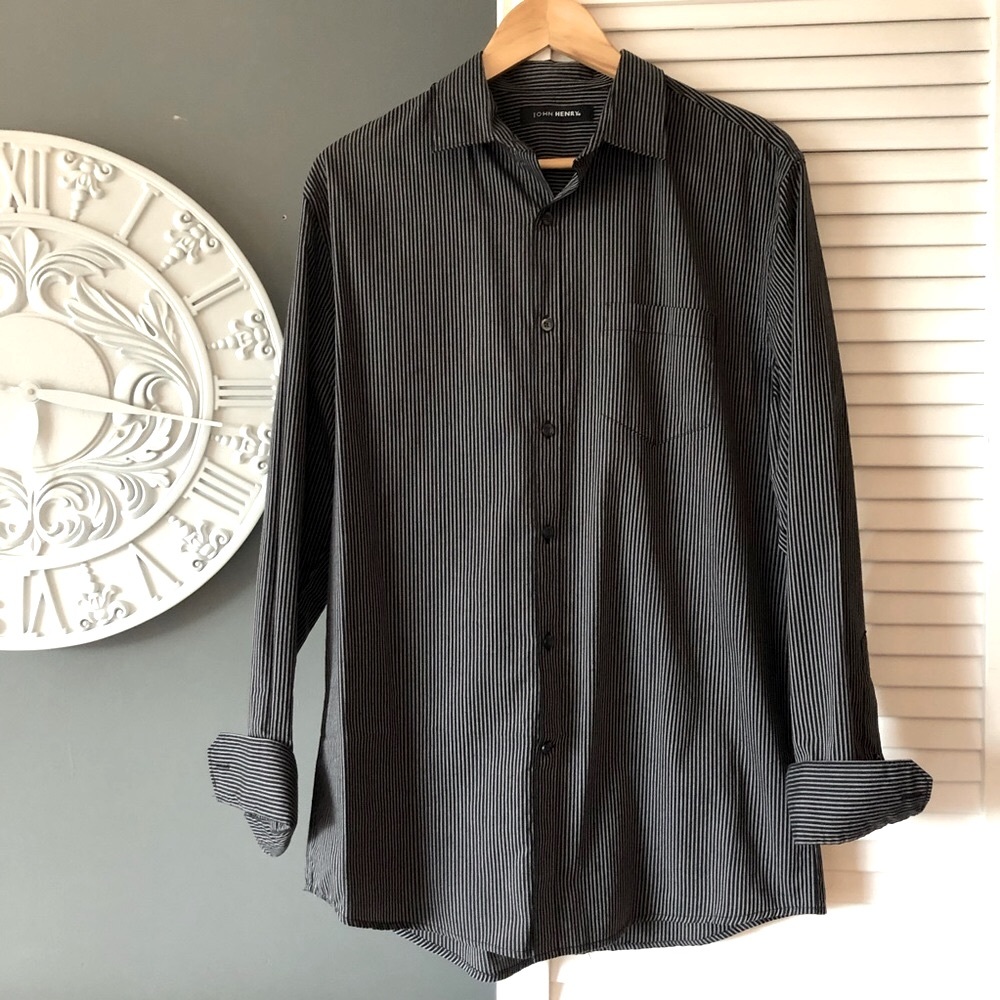 Striped button front shirt